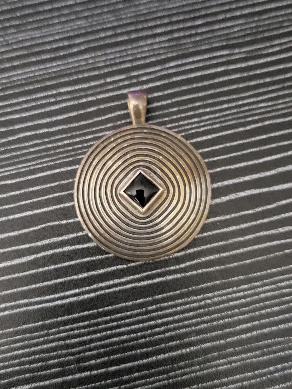 James Avery Retired Square Black Onyx Swirl Pendant